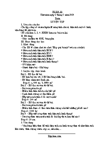 Kế hoạch bài dạy các môn Lớp 5 - Tuần 33 - Năm học 2023-2024 - Nguyễn Thị Hòa