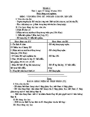 Kế hoạch bài dạy các môn Lớp 5 - Tuần 5 - Năm học 2024-2025 - Nguyễn Thị Hòa