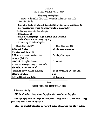 Kế hoạch bài dạy các môn Lớp 5 - Tuần 5 - Năm học 2024-2025 - Trương Thị Thơm