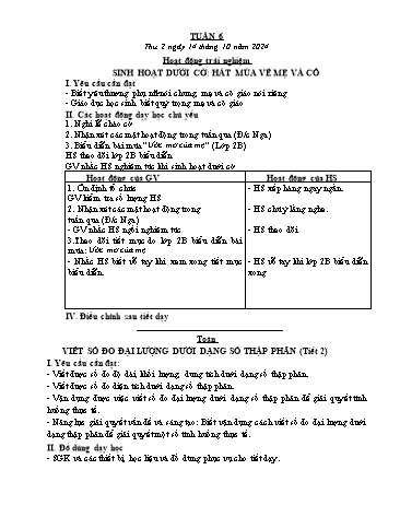 Kế hoạch bài dạy các môn Lớp 5 - Tuần 6 - Năm học 2024-2025 - Trương Thị Thơm