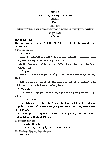 Kế hoạch bài dạy Mĩ thuật & Công nghệ Khối Tiểu học năm học 2024-2025 - Tuần 8 - Đặng Hoài Thương