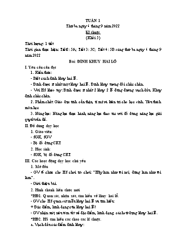 Kế hoạch bài dạy Mĩ thuật & Công nghệ Khối Tiểu học - Tuần 1 - Năm học 2022-2023 - Đặng Hoài Thương