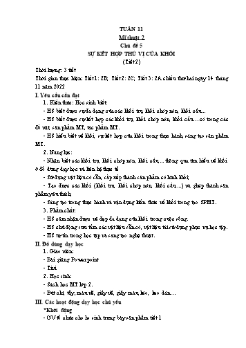 Kế hoạch bài dạy Mĩ thuật & Công nghệ Khối Tiểu học - Tuần 11 - Đặng Hoài Thương