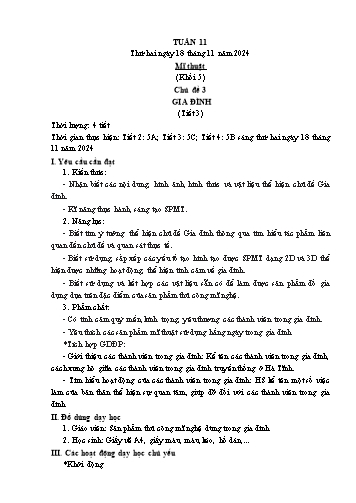Kế hoạch bài dạy Mĩ thuật & Công nghệ Khối Tiểu học - Tuần 11 - Năm học 2024-2025 - Đặng Hoài Thương