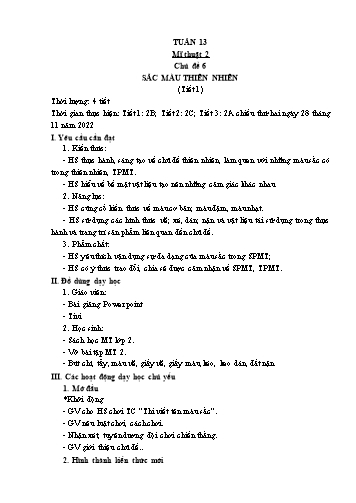 Kế hoạch bài dạy Mĩ thuật & Công nghệ Khối Tiểu học - Tuần 13 - Đặng Hoài Thương