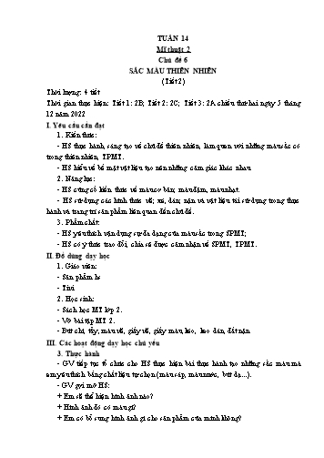 Kế hoạch bài dạy Mĩ thuật & Công nghệ Khối Tiểu học - Tuần 14 - Đặng Hoài Thương