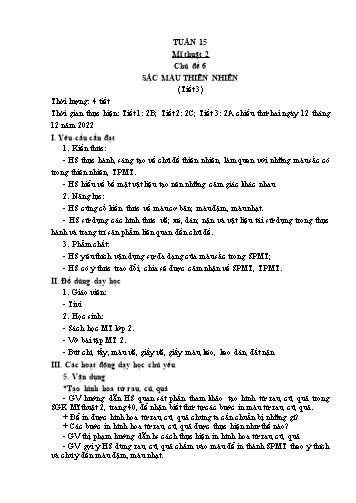 Kế hoạch bài dạy Mĩ thuật & Công nghệ Khối Tiểu học - Tuần 15 - Đặng Hoài Thương