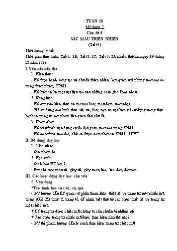 Kế hoạch bài dạy Mĩ thuật & Công nghệ Khối Tiểu học - Tuần 16 - Đặng Hoài Thương