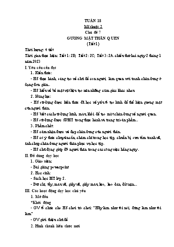 Kế hoạch bài dạy Mĩ thuật & Công nghệ Khối Tiểu học - Tuần 18 - Đặng Hoài Thương