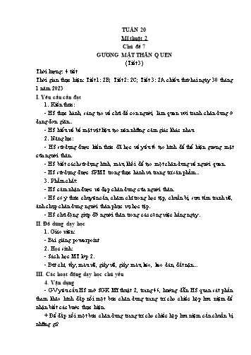 Kế hoạch bài dạy Mĩ thuật & Công nghệ Khối Tiểu học - Tuần 20 - Đặng Hoài Thương
