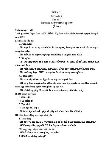 Kế hoạch bài dạy Mĩ thuật & Công nghệ Khối Tiểu học - Tuần 21 - Đặng Hoài Thương