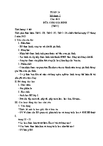 Kế hoạch bài dạy Mĩ thuật & Công nghệ Khối Tiểu học - Tuần 24 - Đặng Hoài Thương