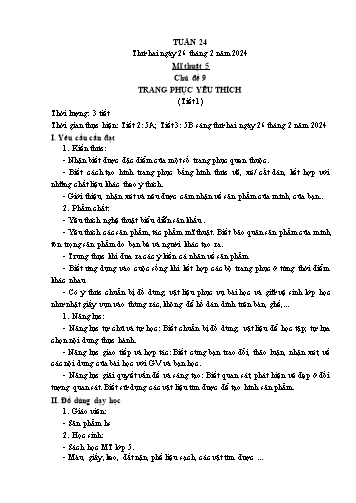 Kế hoạch bài dạy Mĩ thuật & Công nghệ Khối Tiểu học - Tuần 24 - Năm học 2023-2024 - Đặng Hoài Thương