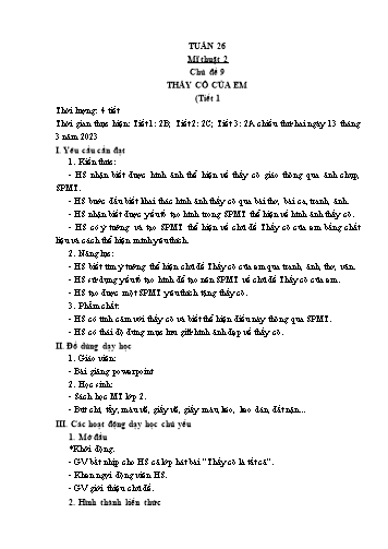 Kế hoạch bài dạy Mĩ thuật & Công nghệ Khối Tiểu học - Tuần 26 - Đặng Hoài Thương