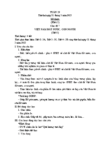 Kế hoạch bài dạy Mĩ thuật & Công nghệ Khối Tiểu học - Tuần 29 - Năm học 2024-2025 - Đặng Hoài Thương