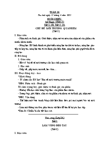 Kế hoạch bài dạy Mĩ thuật & Công nghệ Khối Tiểu học - Tuần 30 - Năm học 2020-2021 - Đặng Hoài Thương