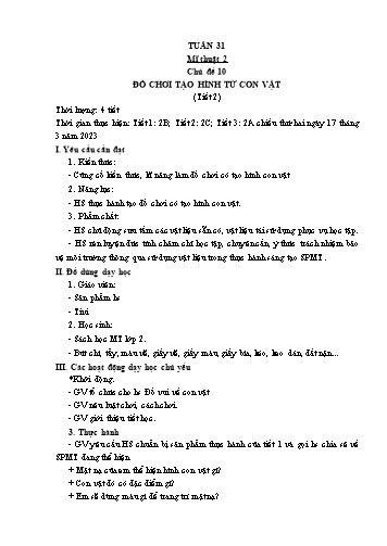 Kế hoạch bài dạy Mĩ thuật & Công nghệ Khối Tiểu học - Tuần 31 - Đặng Hoài Thương