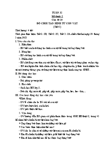 Kế hoạch bài dạy Mĩ thuật & Công nghệ Khối Tiểu học - Tuần 32 - Đặng Hoài Thương