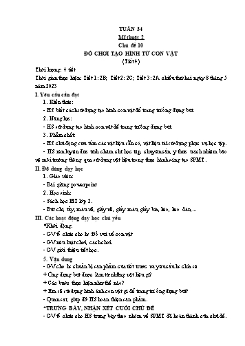 Kế hoạch bài dạy Mĩ thuật & Công nghệ Khối Tiểu học - Tuần 34 - Đặng Hoài Thương