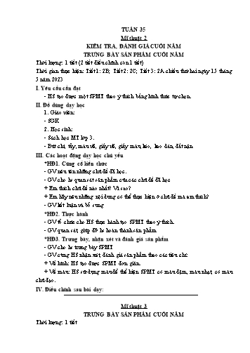 Kế hoạch bài dạy Mĩ thuật & Công nghệ Khối Tiểu học - Tuần 35 - Đặng Hoài Thương
