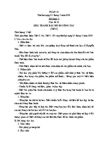 Kế hoạch bài dạy Mĩ thuật & Công nghệ Khối Tiểu học - Tuần 35 - Năm học 2023-2024 - Đặng Hoài Thương