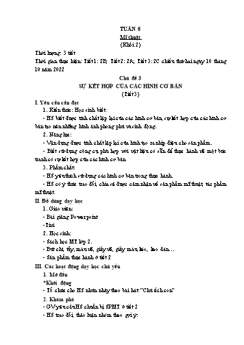 Kế hoạch bài dạy Mĩ thuật & Công nghệ Khối Tiểu học - Tuần 6 - Đặng Hoài Thương