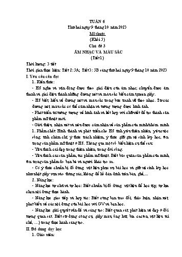 Kế hoạch bài dạy Mĩ thuật & Công nghệ Khối Tiểu học - Tuần 6 - Năm học 2023-2024 - Đặng Hoài Thương