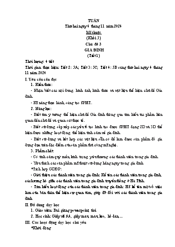 Kế hoạch bài dạy Mĩ thuật & Công nghệ Khối Tiểu học - Tuần 9 - Năm học 2024-2025 - Đặng Hoài Thương