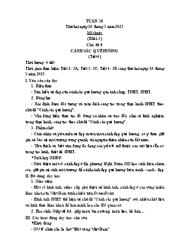 Kế hoạch bài dạy Mĩ thuật & Công nghệ Lớp Tiểu học - Tuần 26 - Năm học 2024-2025 - Đặng Hoài Thương
