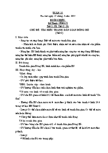 Kế hoạch bài dạy Mĩ thuật Khối Tiểu học - Tuần 25 - Năm học 2020-2021 - Đặng Hoài Thương