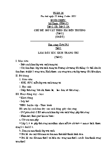Kế hoạch bài dạy Mĩ thuật Khối Tiểu học - Tuần 26 - Năm học 2020-2021 - Đặng Hoài Thương