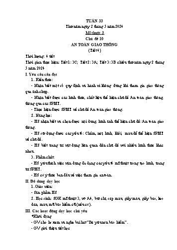 Kế hoạch bài dạy Mĩ thuật Khối Tiểu học - Tuần 33 - Năm học 2023-2024 - Đặng Hoài Thương