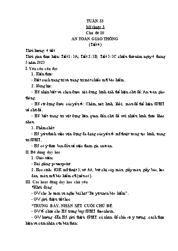 Kế hoạch bài dạy Mĩ thuật Lớp 3 + Lớp 1 - Tuần 33 - Năm học 2023-2024 - Đặng Hoài Thương