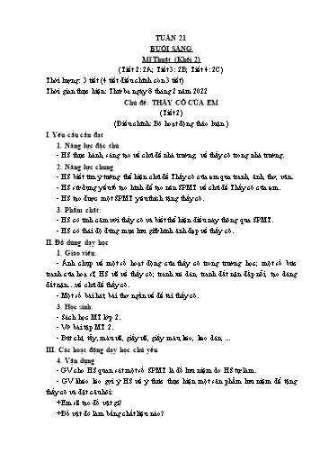 Kế hoạch bài dạy Mĩ thuật & Thể dục Khối Tiểu học - Tuần 21 - Đặng Hoài Thương