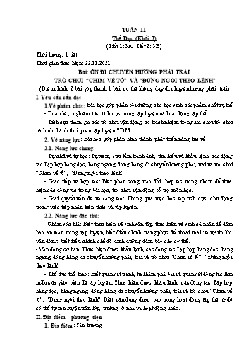 Kế hoạch bài dạy Thể dục & Kĩ thuật Khối Tiểu học - Tuần 11 - Đặng Hoài Thương