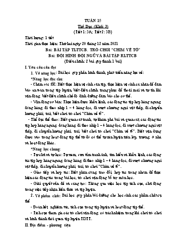 Kế hoạch bài dạy Thể dục & Kĩ thuật Khối Tiểu học - Tuần 15 - Đặng Hoài Thương