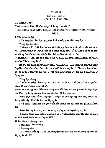 Kế hoạch bài dạy Thể dục & Kĩ thuật Khối Tiểu học - Tuần 19 - Đặng Hoài Thương