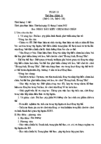 Kế hoạch bài dạy Thể dục & Kĩ thuật Khối Tiểu học - Tuần 23 - Đặng Hoài Thương