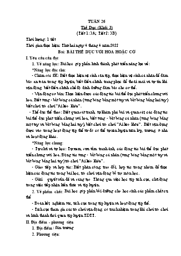 Kế hoạch bài dạy Thể dục & Kĩ thuật Khối Tiểu học - Tuần 26 - Đặng Hoài Thương