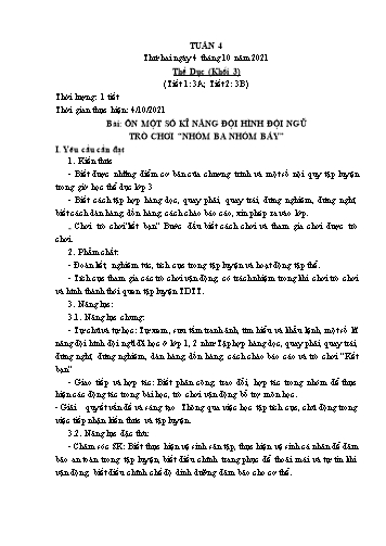 Kế hoạch bài dạy Thể dục & Kĩ thuật Khối Tiểu học - Tuần 4 - Năm học 2021-2022 - Đặng Hoài Thương