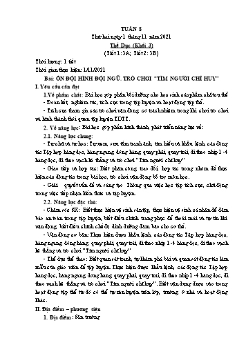 Kế hoạch bài dạy Thể dục & Kĩ thuật Khối Tiểu học - Tuần 8 - Năm học 2021-2022 - Đặng Hoài Thương
