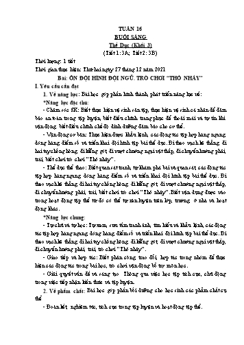 Kế hoạch bài dạy Thể dục & Mĩ thuật Khối Tiểu học - Tuần 16 - Đặng Hoài Thương