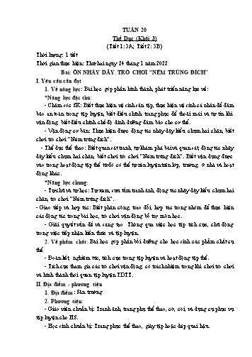 Kế hoạch bài dạy Thể dục & Mĩ thuật Khối Tiểu học - Tuần 20 - Đặng Hoài Thương