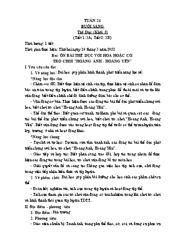Kế hoạch bài dạy Thể dục & Mĩ thuật Khối Tiểu học - Tuần 24 - Năm học 2023-2024 - Đặng Hoài Thương