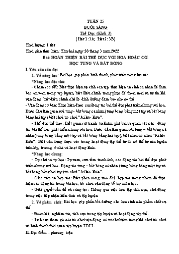 Kế hoạch bài dạy Thể dục & Mĩ thuật Khối Tiểu học - Tuần 25 - Đặng Hoài Thương