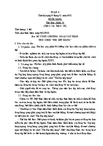 Kế hoạch bài dạy Thể dục & Mĩ thuật Khối Tiểu học - Tuần 9 - Năm học 2021-2022 - Đặng Hoài Thương
