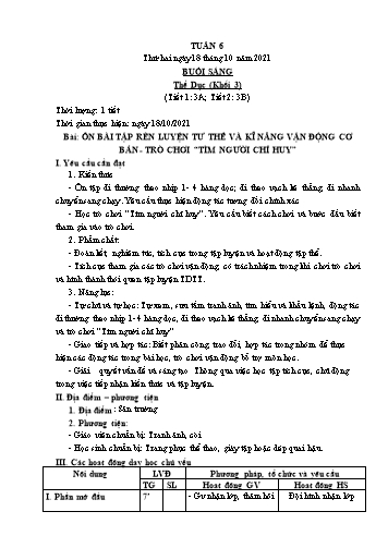Kế hoạch bài dạy Thể dục & Mĩ thuật Lớp Tiểu học - Tuần 6 - Năm học 2021-2022 - Đặng Hoài Thương