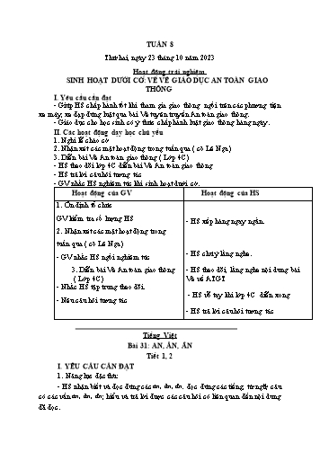 Kến  các môn Lớp 1 - Tuần 8 - Năm học 2023-2024 - Trần Thị Tú Uyên