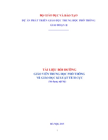 Tài liệu bồi dưỡng Giáo viên Trung học Phổ thông về giáo dục kỉ luật tích cực