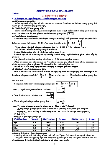 Tài liệu ôn thi THPT Quốc gia môn Vật lí năm 2018 - Chuyên đề: Lượng tử ánh sáng